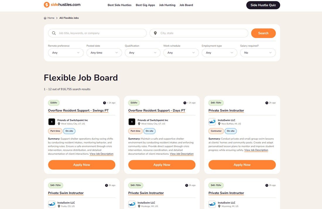 side hustles job board